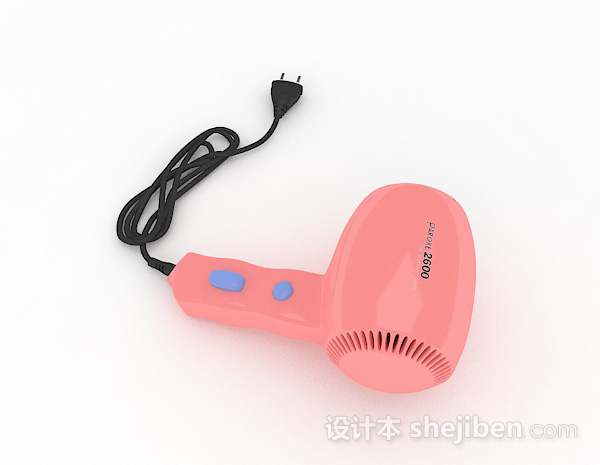 免费现代风格粉色小巧电吹风3d模型下载