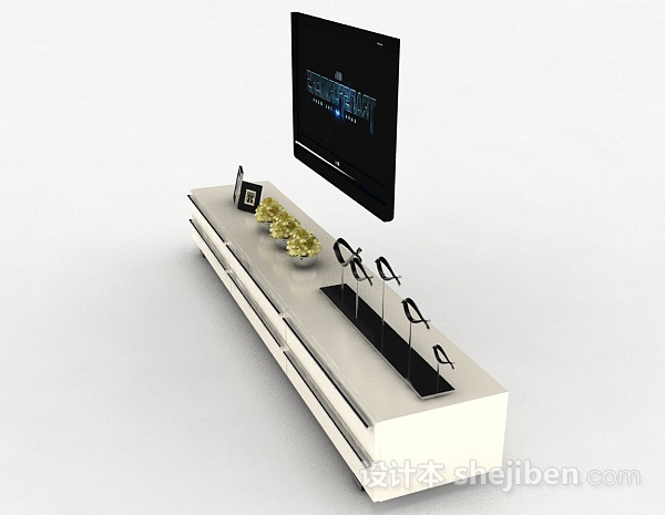 设计本白色现代风格时尚电视柜3d模型下载