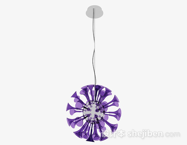现代风格现代风格紫色球形吊灯3d模型下载
