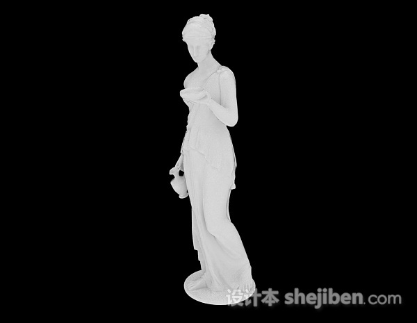 免费欧式风格白色妇女雕刻摆设品3d模型下载