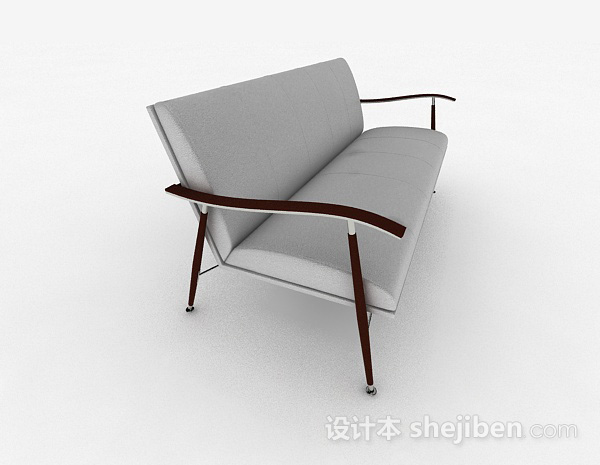 免费灰色简约双人沙发3d模型下载