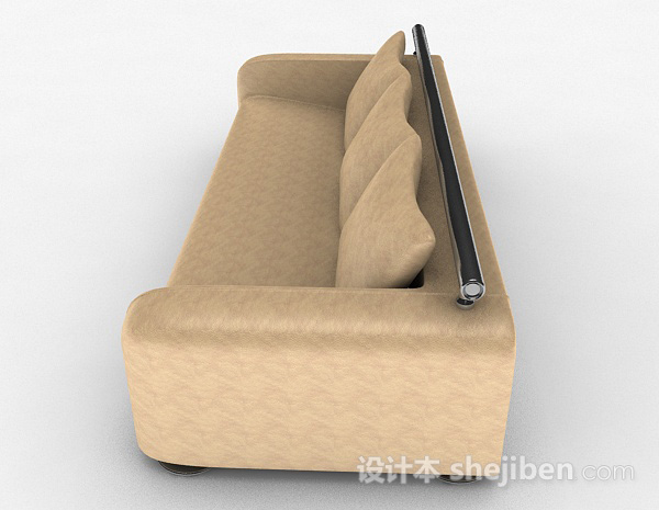 设计本浅棕色简约多人沙发3d模型下载