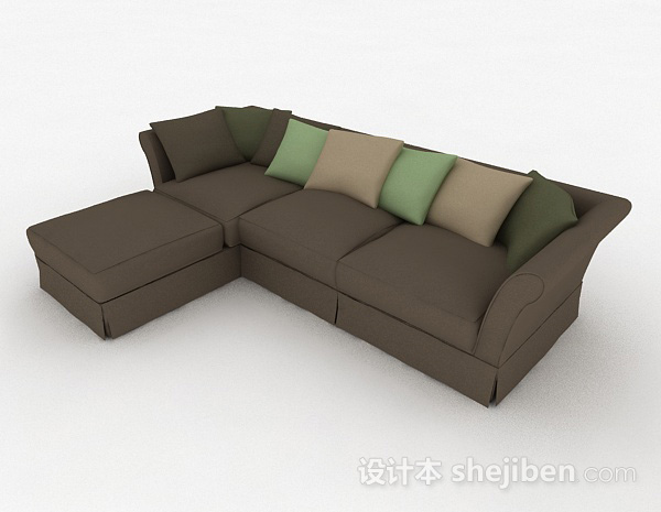 棕色多人沙发3d模型下载