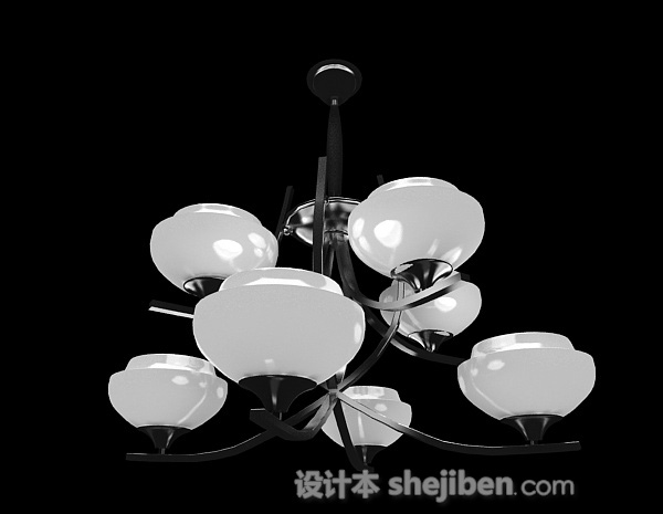 现代风格白色花朵状吊灯3d模型下载