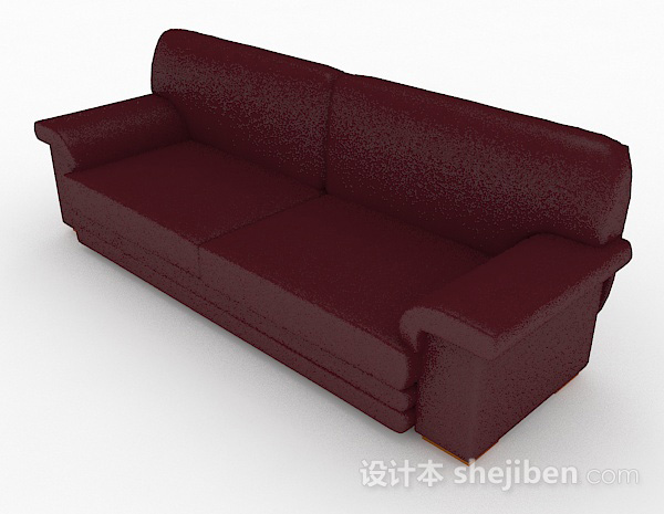 免费暗红色双人沙发3d模型下载