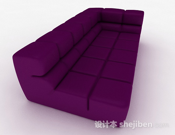 设计本紫色双人沙发3d模型下载