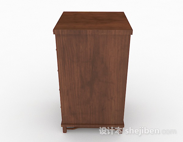免费棕色木质家居床头柜3d模型下载