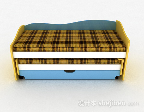 现代风格现代风多色条纹床3d模型下载