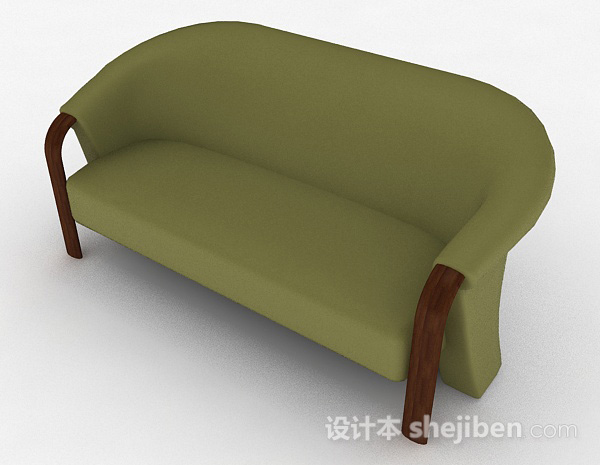 免费绿色简约双人沙发3d模型下载