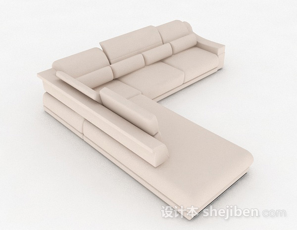 免费浅棕色多人沙发3d模型下载