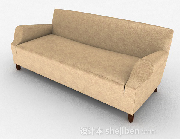 免费黄色简约双人沙发3d模型下载