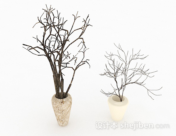 设计本现代风白色组合花瓶3d模型下载