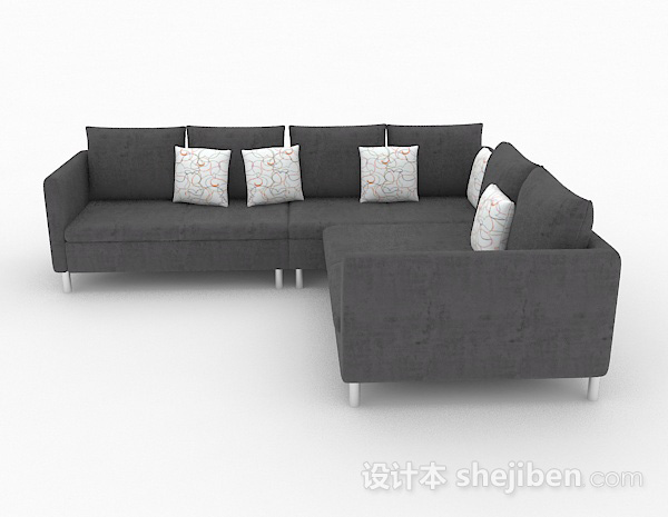 北欧风格北欧灰色简约多人沙发3d模型下载