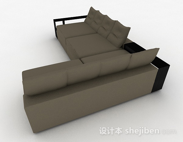 设计本灰绿色多人沙发3d模型下载