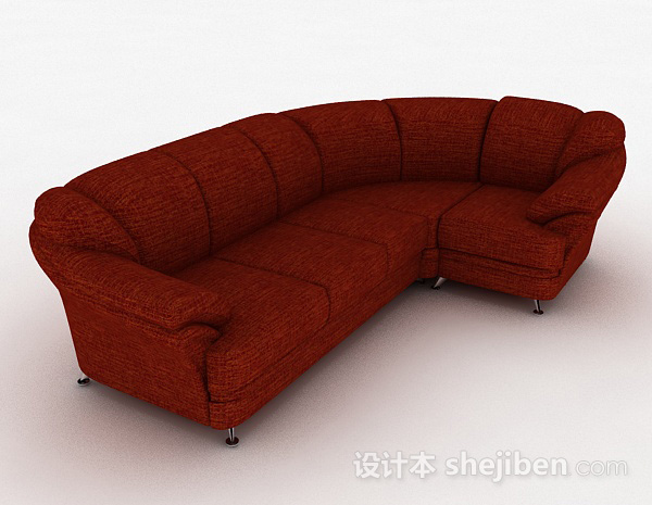 红色多人沙发3d模型下载