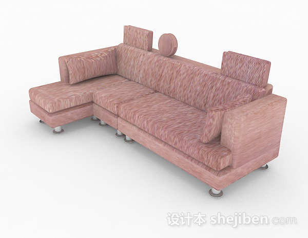 免费粉色多人沙发3d模型下载