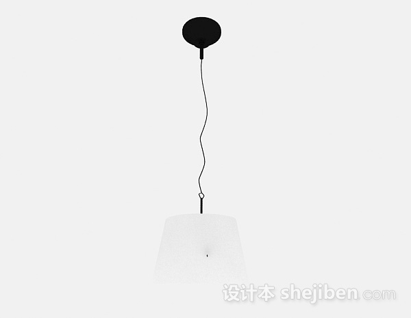 现代风格现代圆柱形单个白色吊灯3d模型下载