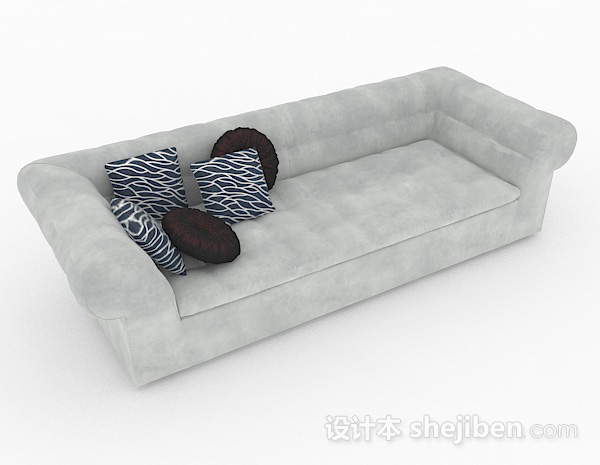 免费灰色休闲双人沙发3d模型下载