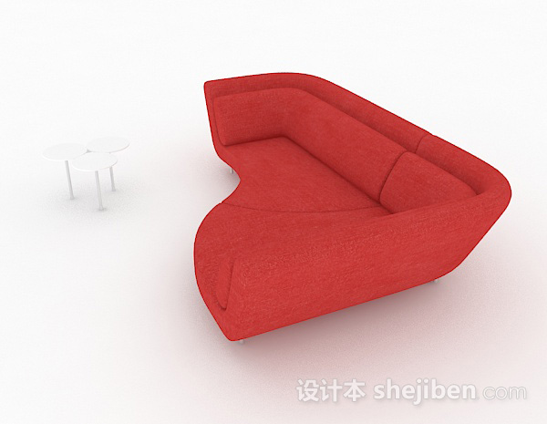 设计本时尚红色多人沙发3d模型下载