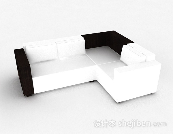 黑白多人沙发3d模型下载