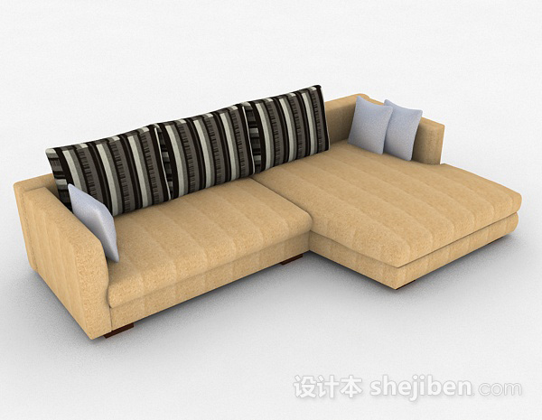 黄色简约多人沙发3d模型下载