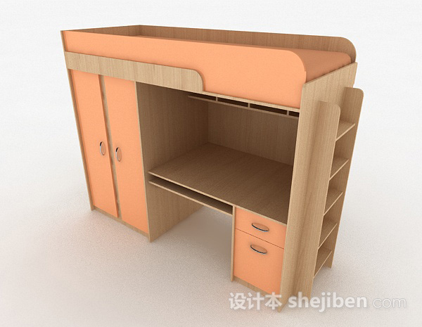 橙色上床下桌3d模型下载