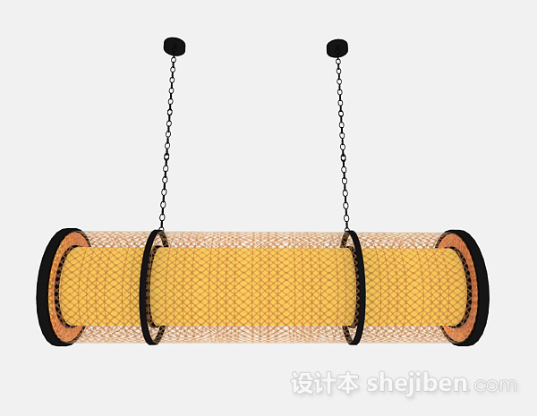 现代风格现代风格黄色柱状镂空造型吊灯3d模型下载