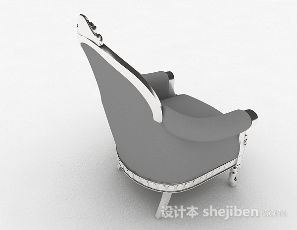 设计本欧式灰色单人沙发3d模型下载
