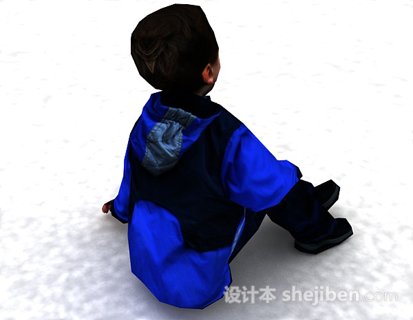 设计本外国小男孩坐姿3d模型下载