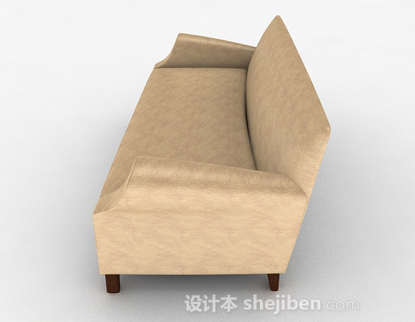 设计本黄色简约双人沙发3d模型下载