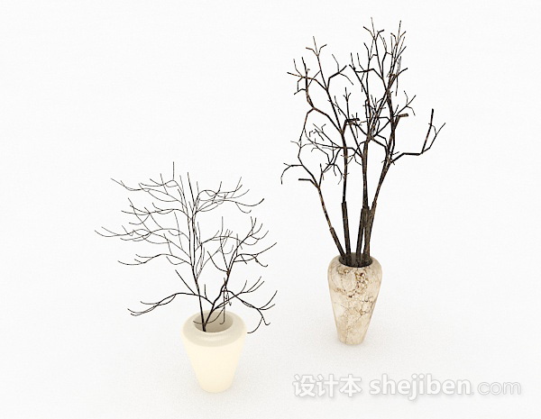 现代风白色组合花瓶3d模型下载