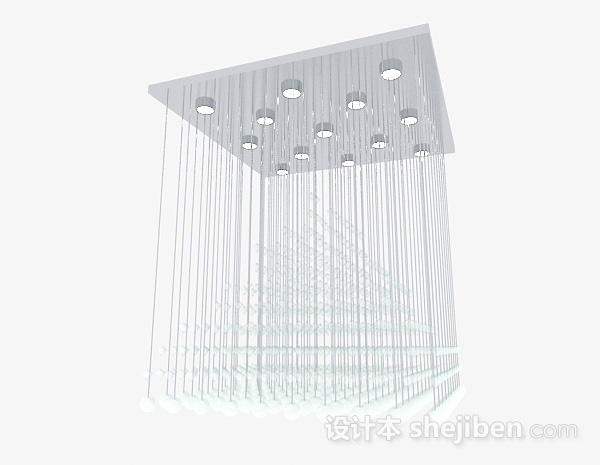 设计本方形水晶流苏吊灯3d模型下载
