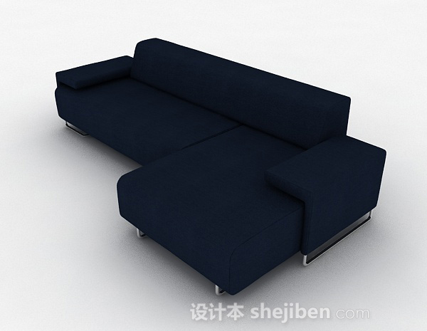 免费蓝色多人沙发3d模型下载