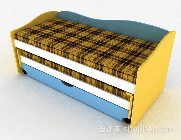 免费现代风多色条纹床3d模型下载