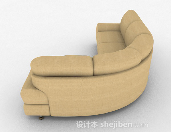 设计本黄色多人沙发3d模型下载