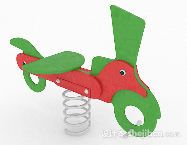 设计本绿色单车儿童弹簧椅3d模型下载