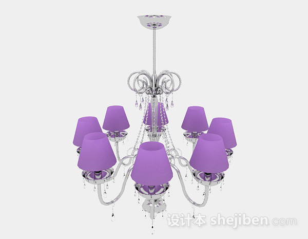 设计本现代风格紫色客厅水晶吊灯3d模型下载