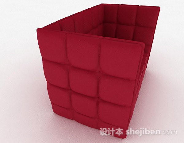 设计本玫红色双人沙发3d模型下载