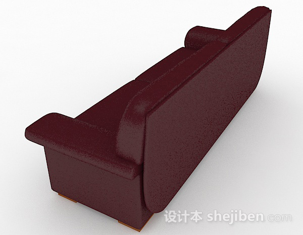 设计本暗红色双人沙发3d模型下载