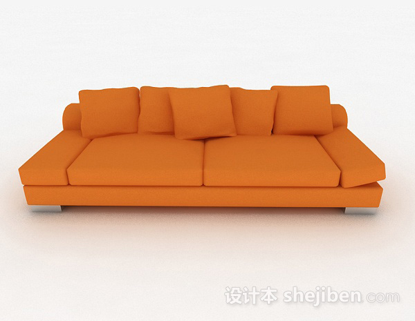 现代风格橙色双人沙发3d模型下载