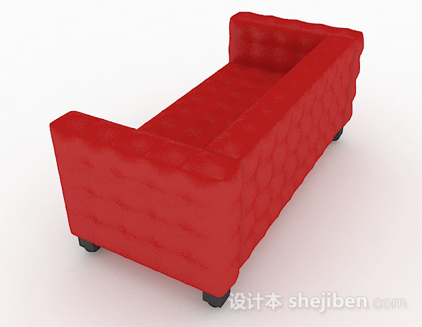 设计本红色休闲双人沙发3d模型下载