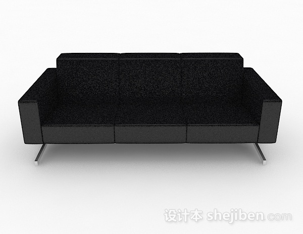 现代风格黑色简约多人沙发3d模型下载