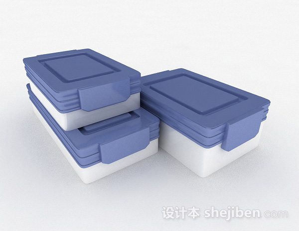 现代风格蓝白双色储物盒3d模型下载