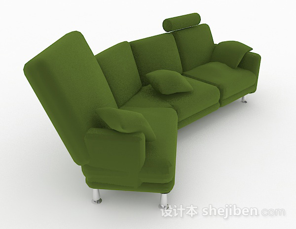设计本绿色多人沙发3d模型下载