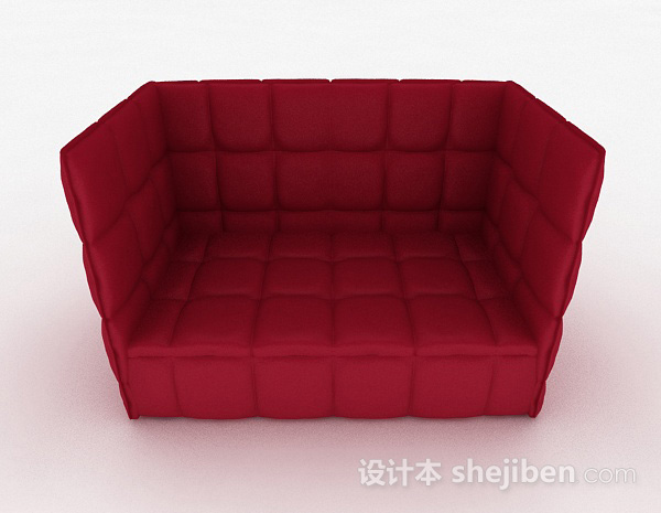 现代风格玫红色双人沙发3d模型下载