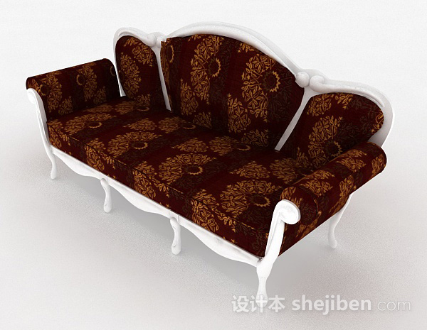 免费欧式布艺花纹沙发3d模型下载
