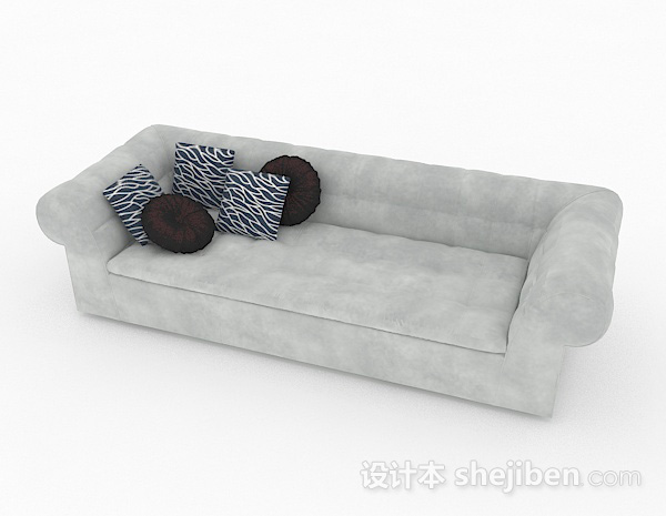现代风格灰色休闲双人沙发3d模型下载