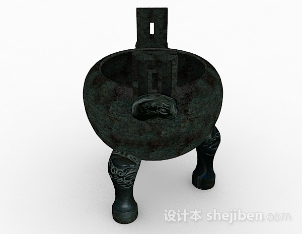 免费中式青铜鼎雕刻品3d模型下载