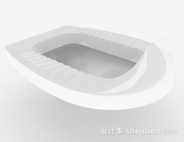 白色陶瓷蹲便器3d模型下载