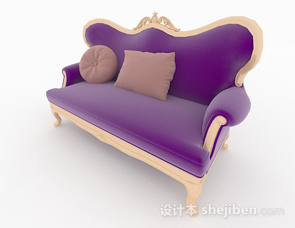 欧式紫色单人沙发3d模型下载